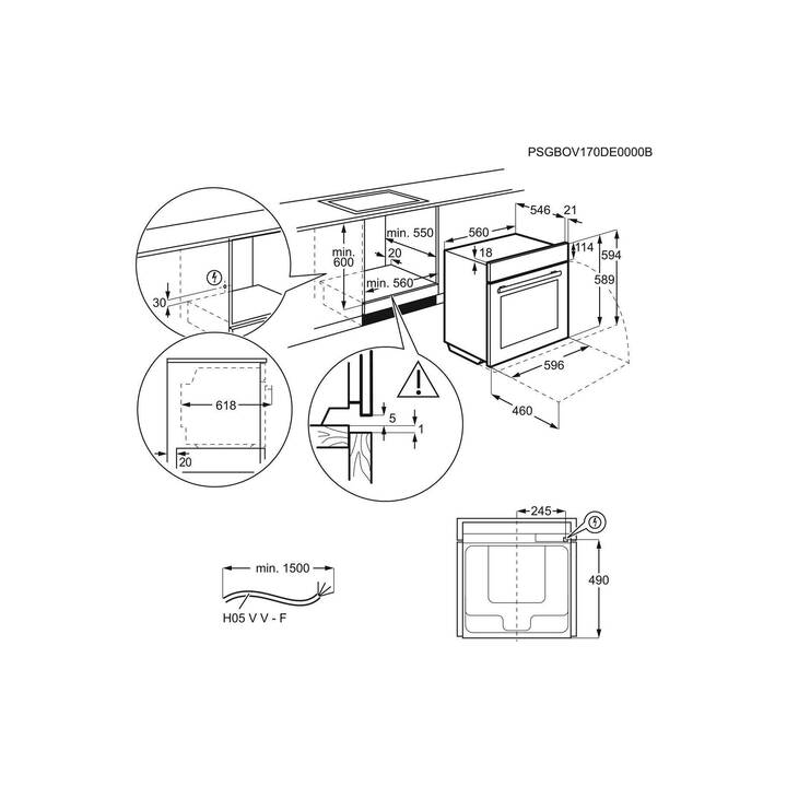 ELECTROLUX Four EB6GL40XCN (Encastrable, EU-Norme 60 cm, 71.0 l)