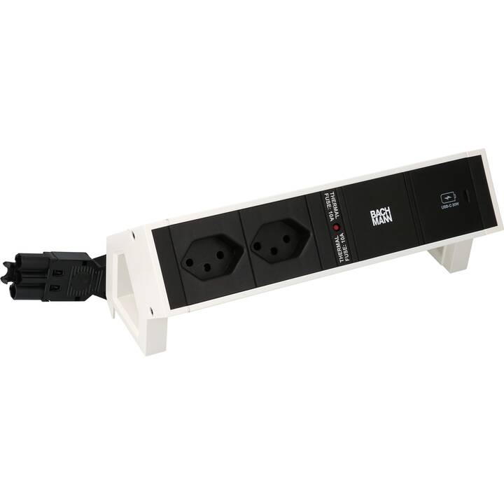 BACHMANN Prise multiple Desk 2 (USB, T13 / GST18i3, 0.2 m, Noir, Blanc)