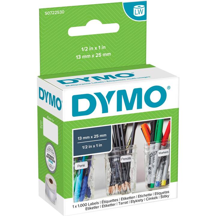 DYMO Feuilles d'étiquettes d'imprimante (13 x 25 mm)