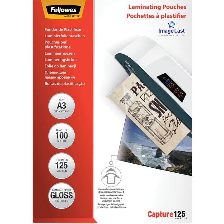 FELLOWES Laminierfolien Pouches Capture (A3, 125 µm, 100 Stück)