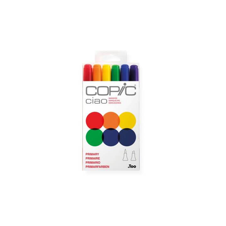 COPIC Marcatori di grafico Ciao Primary (Giallo, Blu, Viola, Arancione, Verde, Rosso, 6 pezzo)
