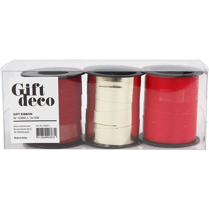 CREATIV COMPANY Geschenkband (3 Stk, Gold, Rot, Weihnachten / Advent)