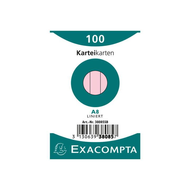 EXACOMPTA Cartes-fiches (A8, Rose, Ligné, 100 pièce)