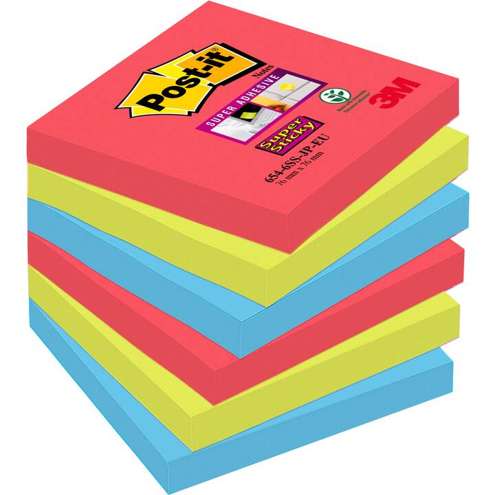 POST-IT Notes autocollantes Jewel Pop (6 x 90 feuille, Multicolore)