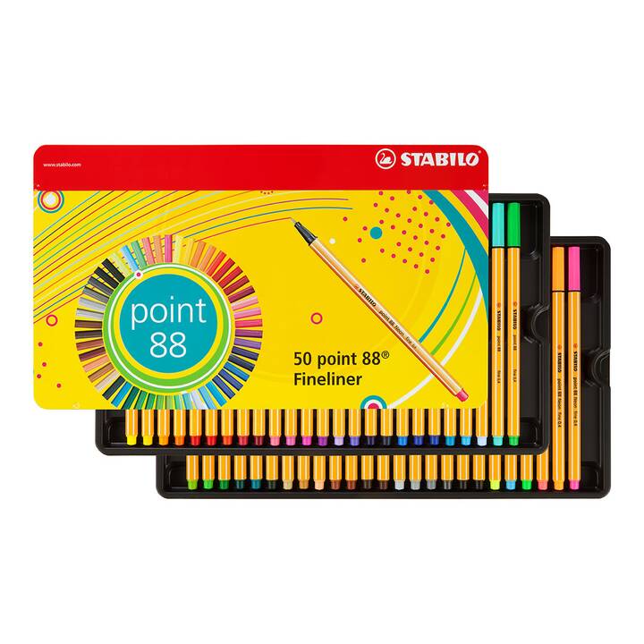 STABILO Point 88 Crayon feutre (Multicolore, 50 pièce)