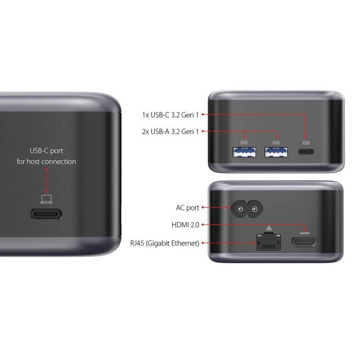 LMP Stazione d'aggancio (HDMI, 2 x USB 3.1 Typ-A, USB 3.1 di tipo C)