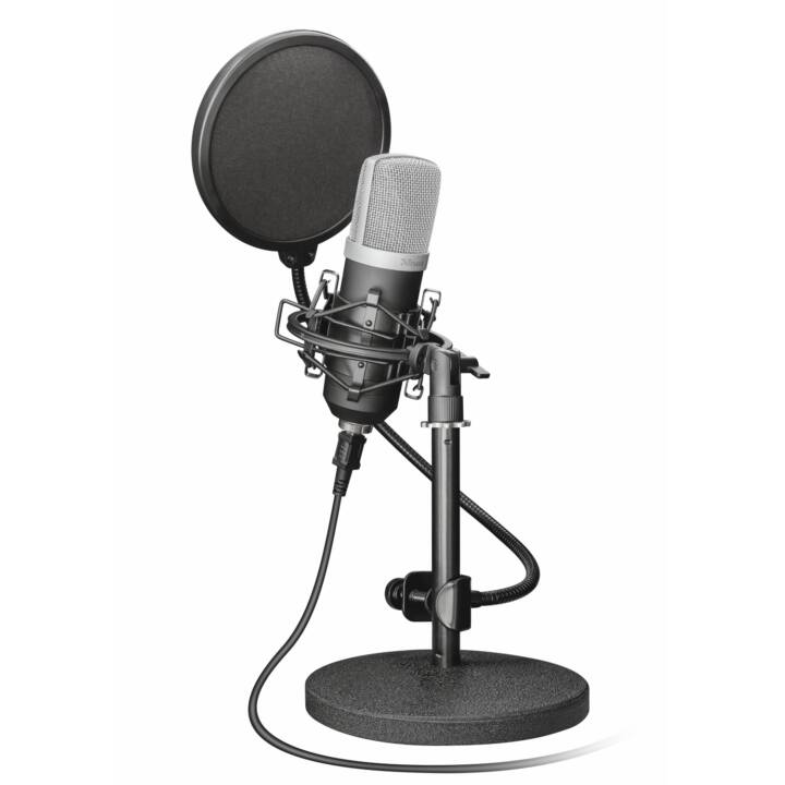 TRUST GXT 252 Emita Streaming Microphone studio (Argent, Noir)
