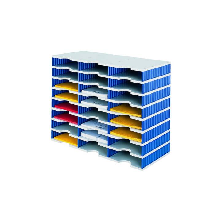 STYRO Boite à tiroirs de bureau (A4, 72.3 cm  x 33.1 cm  x 33.1 cm, Gris, Bleu)