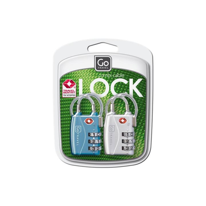 GO TRAVEL Combi Cable TSA-Lock Lucchetto per valigie (Argento, Grigio, Blu)