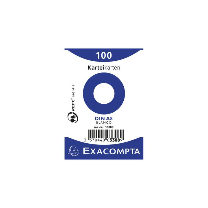EXACOMPTA Scheda per schedario (A8, Bianco, In bianco, 100 pezzo)