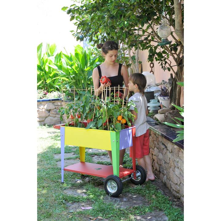 HERSTERA Jardiniere surélevée Garden Trolley Kids (Multicolore, 47 l, 65 cm x 75 cm x 35 cm)