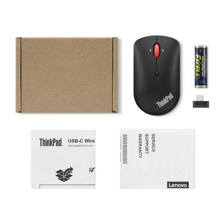 Lenovo ThinkPad USB-C-Kompaktmaus Mit Kabel – Schwarz, Platzsparend & Bis 2400 DPI