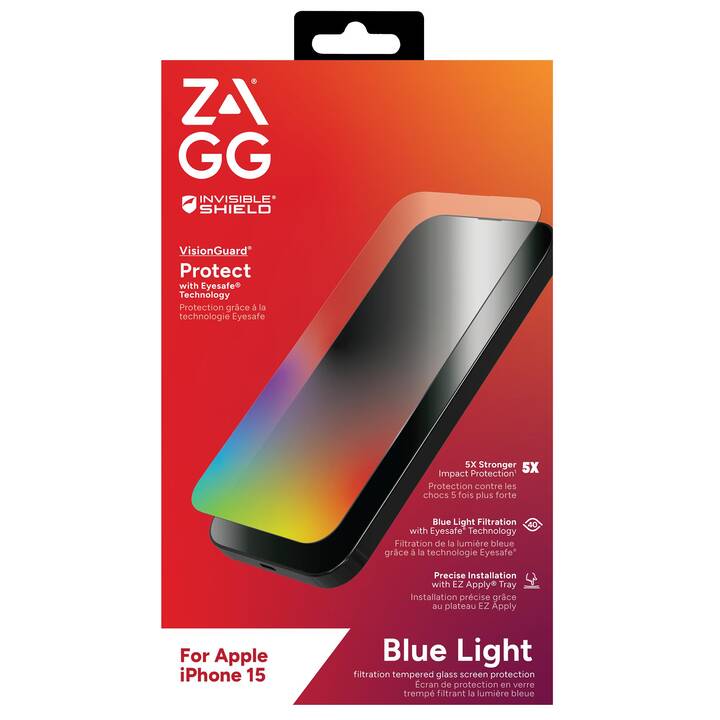 ZAGG Verre de protection d'écran  Elite VisionGuard (iPhone 15, 1 pièce)