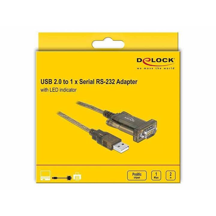 DELOCK Serial Adattatore (USB di tipo A, RS-232, 2 m)