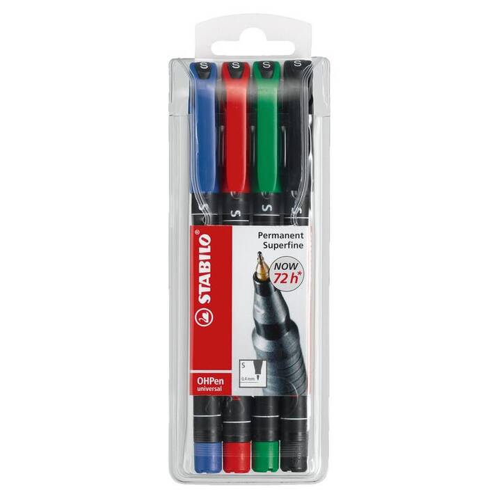 STABILO Kugelschreiber OHPen (Blau, Schwarz, Grün, Rot)