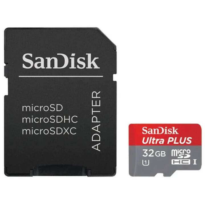 SANDISK MicroSDHC Ultra Plus (Video Class 10, Class 10, A1, 32 GB, 130 MB/s)