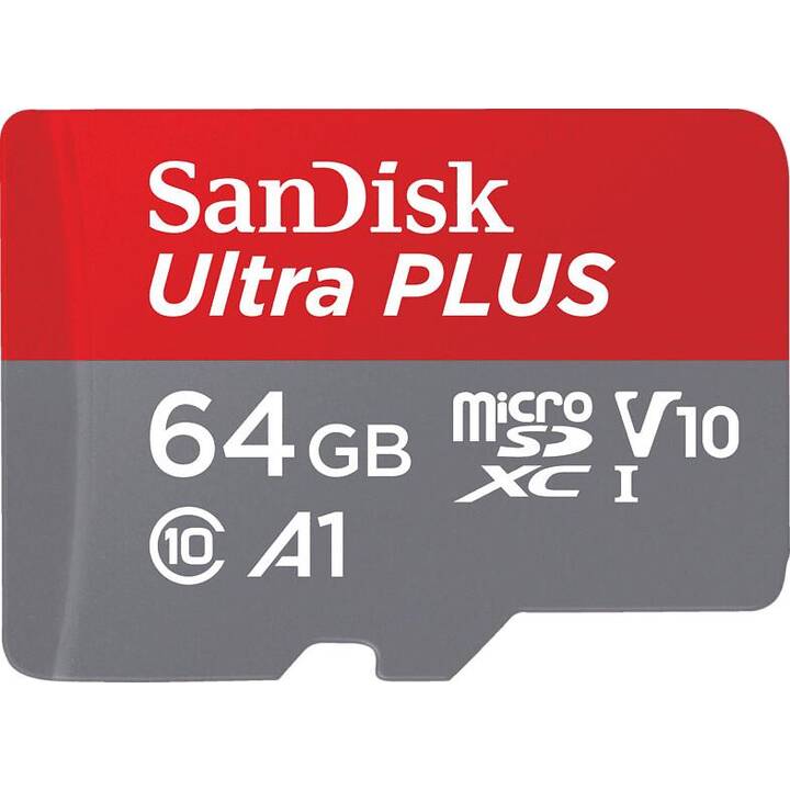 SANDISK MicroSDXC Ultra Plus (Video Class 10, Class 10, A1, 64 Go, 150 Mo/s)