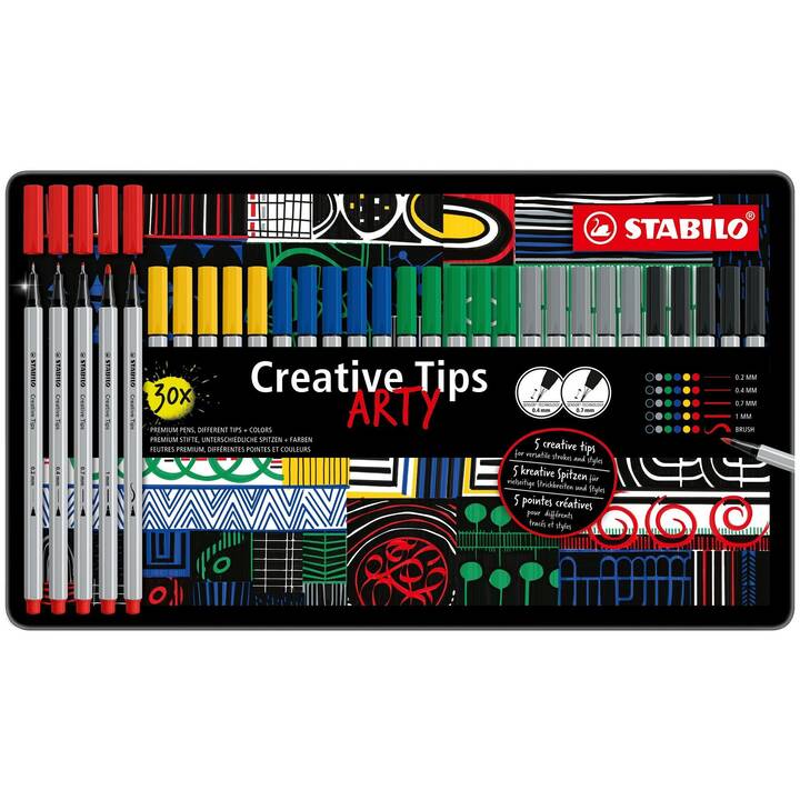 STABILO Creative Tips ARTY Traceur fin (Multicolore, 30 pièce)