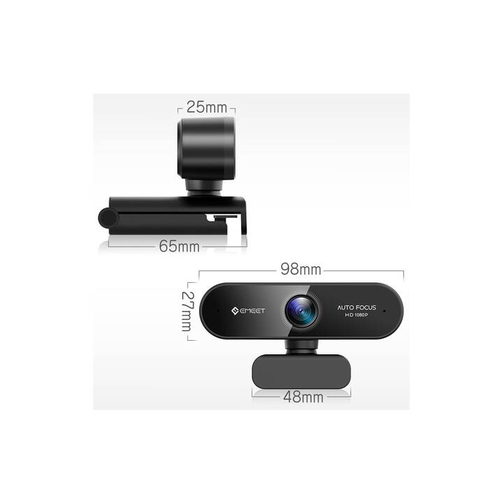 (1080 Nova Schwarz) EMEET Webcam MP, - Interdiscount