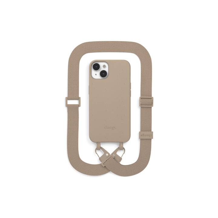WOODCESSORIES Backcover avec cordon Change (iPhone 14, Unicolore, Brun, Taupe)
