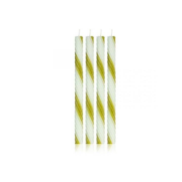 54°CELSIUS Candela lunga Rope (Verde, Bianco, 4 pezzo)