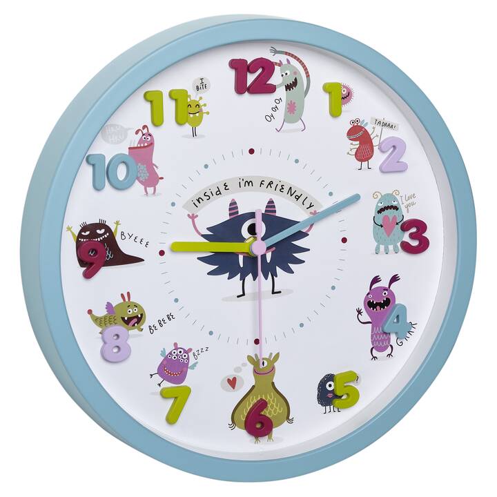 TFA Little Monsters Orologio da parete per bambini (Analogico, 4.4 cm)