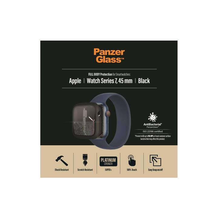 PANZERGLASS Full Body Apple Watch Series 7 45mm Film protecteur (Apple Watch 45 mm, Noir)