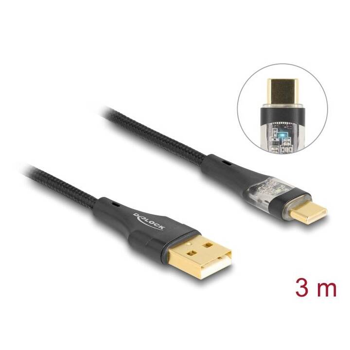 DELOCK Câble (USB A, USB 2.0, USB de type C, 3 m)