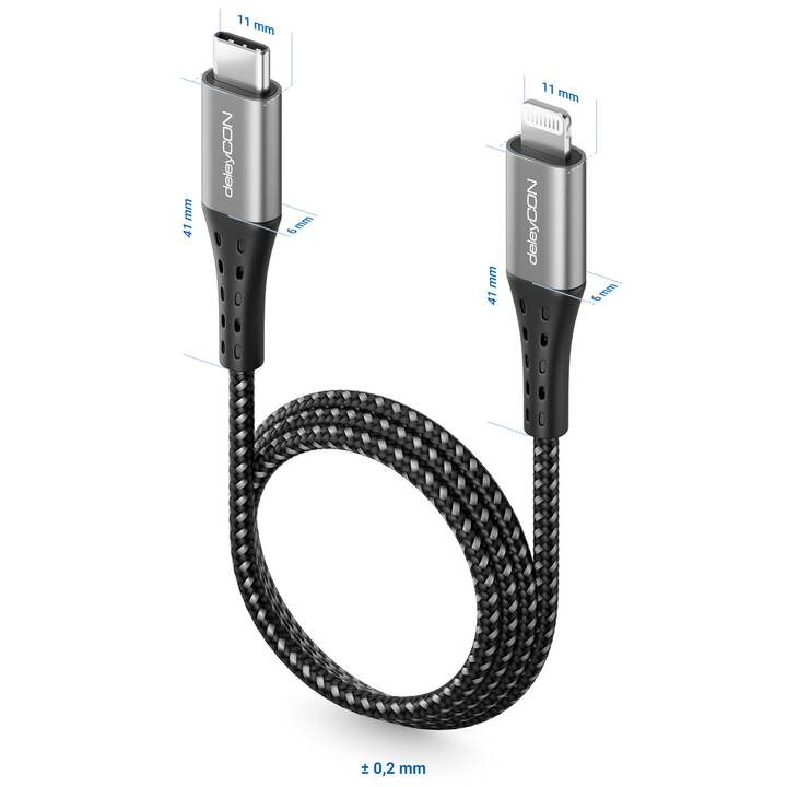DELEYCON Cavo (Spina Lightning, USB Typ-C, 1.5 m)