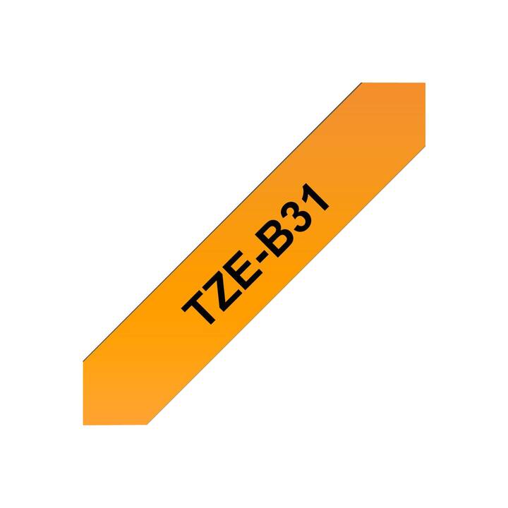 BROTHER TZE-b31 Schriftband (Schwarz / Orange, 12 mm)