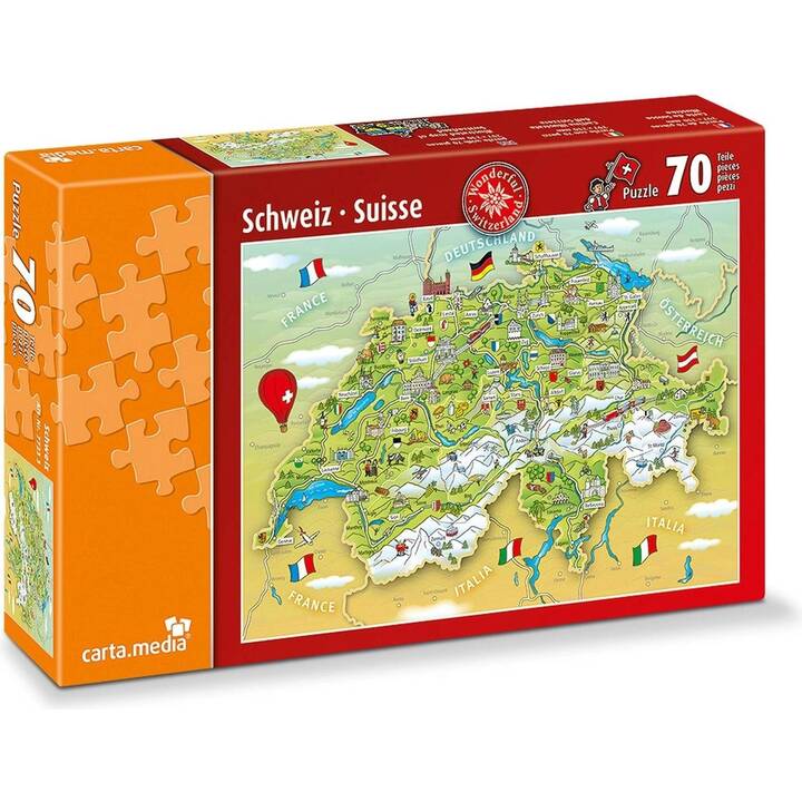 CARTA.MEDIA Landkarte Puzzle (70 Stück)