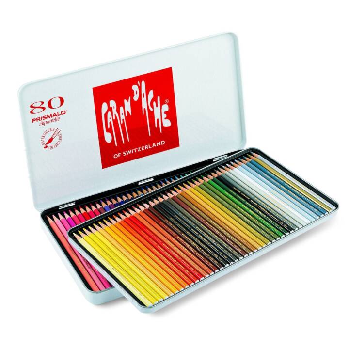 CARAN D'ACHE Crayons de couleur aquarellables Prismalo (Multicolore, 80 pièce)