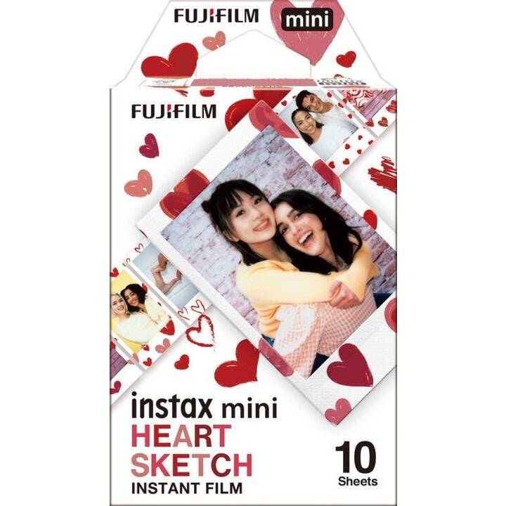 FUJIFILM Heart Sketch Sofortbildfilm (Instax Mini, Weiss)