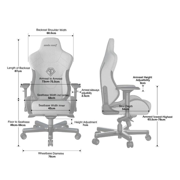 ANDA SEAT Gaming Stuhl T-Pro II (Schwarz, Grau)
