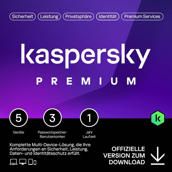 KASPERSKY LAB Premium (Abo, 5x, 12 Monate, Mehrsprachig)