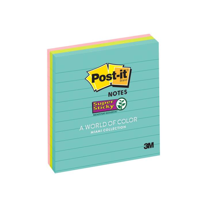 POST-IT Notes autocollantes Post-it Super Sticky (3 x 70 feuille, Jaune, Bleu, Pink)