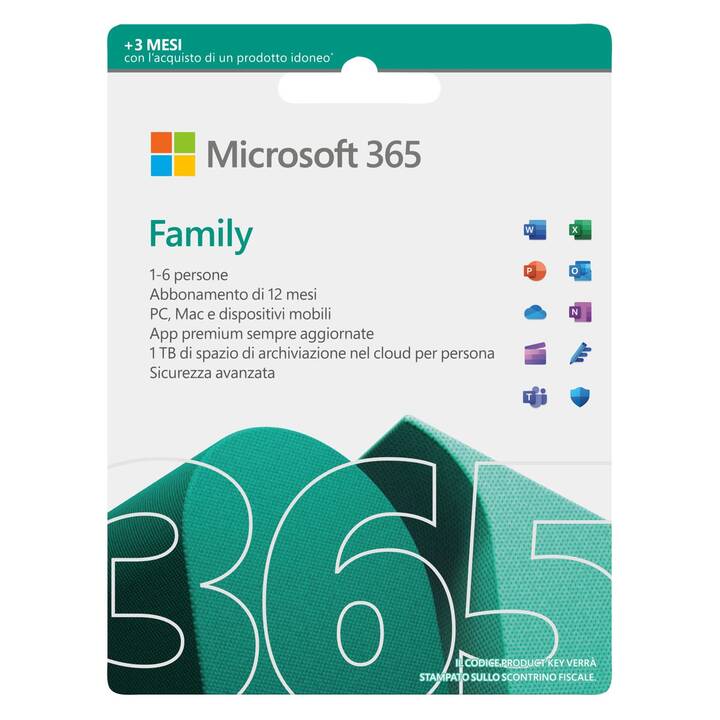 MICROSOFT 365 Family Extra Time (Abbonamento, 6x, 15 Mesi, Tedesco, Italiano, Francese)