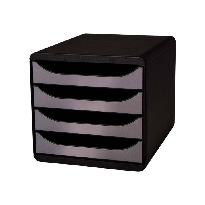 EXACOMPTA Büroschubladenbox (A4, 347.0 mm  x 278.0 mm  x 267.0 mm, Silber, Schwarz)