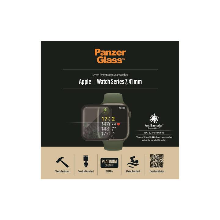 PANZERGLASS Film protecteur (Apple Watch 40 mm / 41 mm, Transparent, Noir)