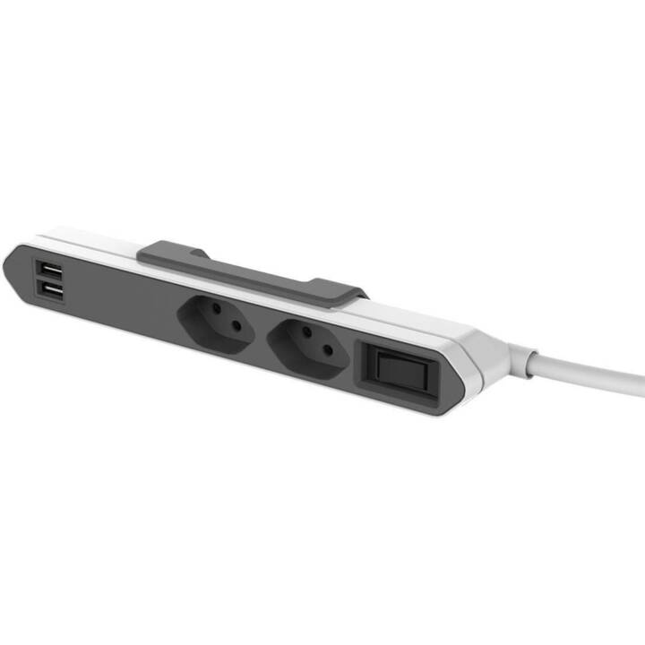 ALLOCACOC Prise multiple (USB, T13 / CH, Type J, 1500 mm, Noir)