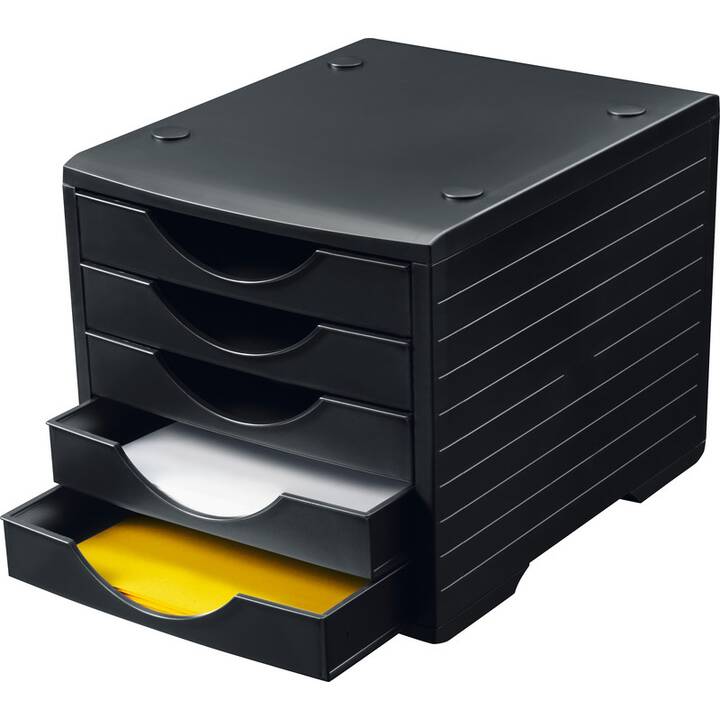 STYRO Boite à tiroirs de bureau (C4, 27 cm  x 34 cm  x 25.5 cm, Noir)