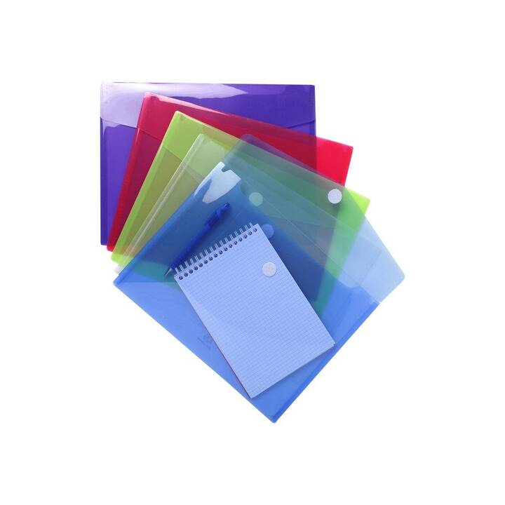 EXACOMPTA Dokumententasche (A4, Transparent, Blau, Violett, Grün, Rot, 5 Stück)