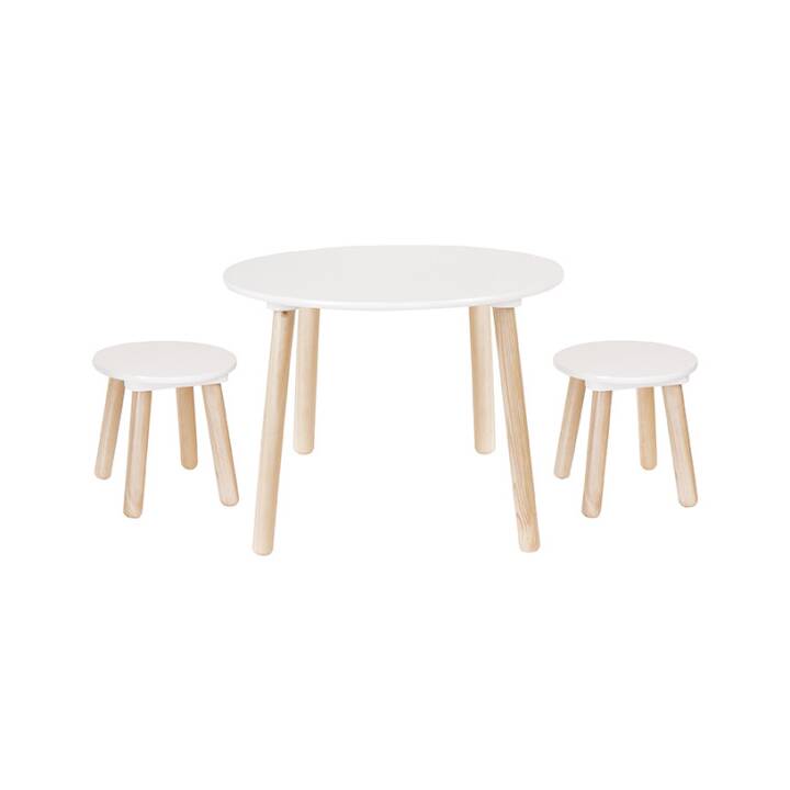 JABADABADO Set di tavoli e sedie per bambini (Natura, Bianco)