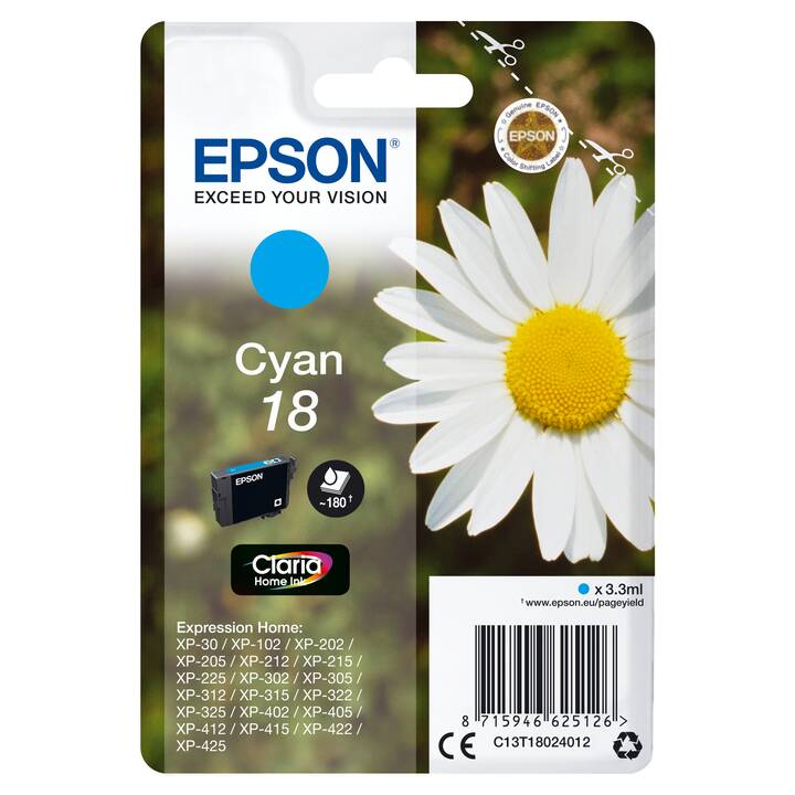 EPSON T1802 (Cyan, 1 pièce)