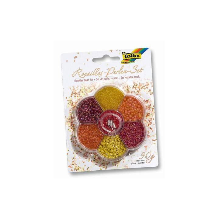 FOLIA Rocailles Perle (90 g, Nylon, Jaune, Rouge)