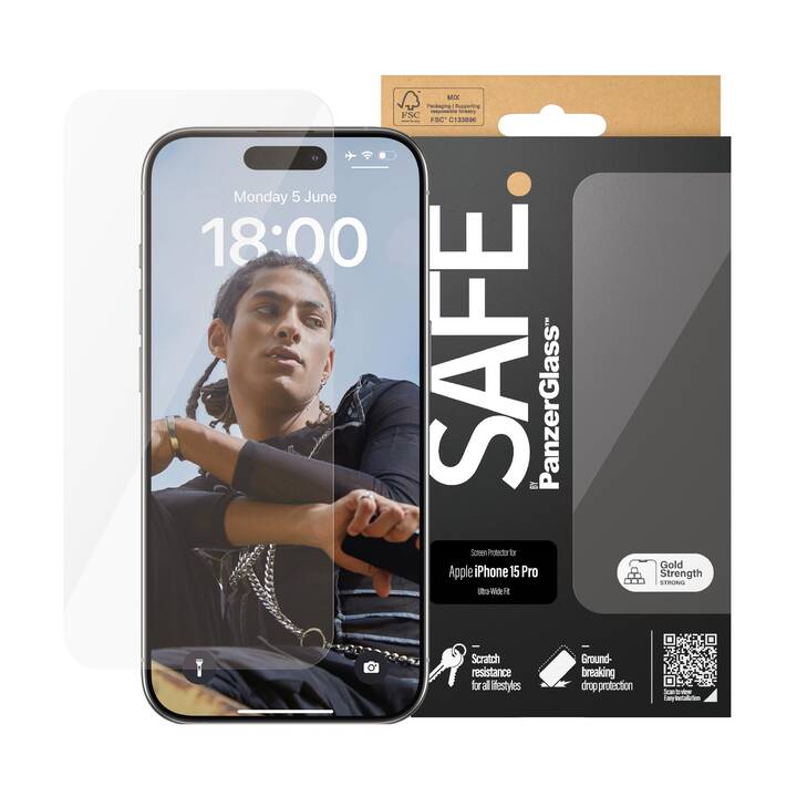 SAFE. Vetro protettivo da schermo Ultra Wide Fit (iPhone 15 Pro, 1 pezzo)