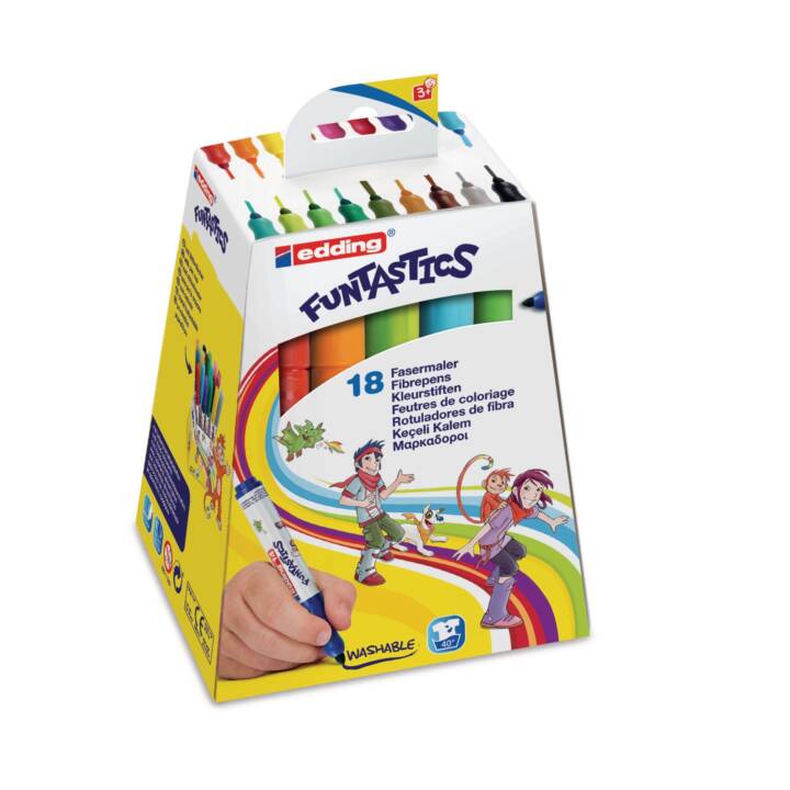 EDDING Crayon feutre (Brun, Pink, Jaune, Bleu, Mauve, Orange, Vert, Noir, 18 pièce)