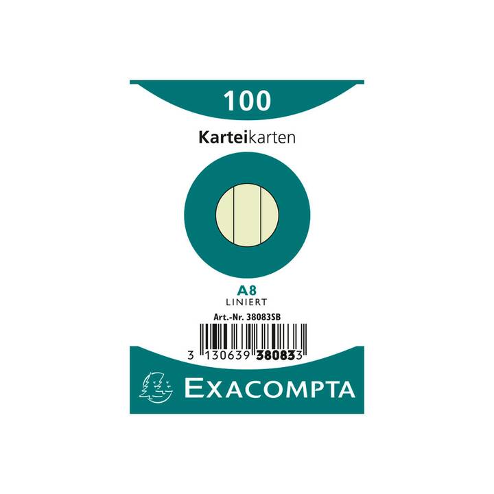 EXACOMPTA Karteikarten (A8, Grün, Liniert, 100 Stück)