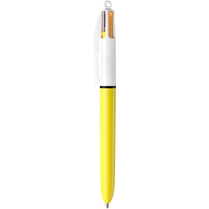 BIC Stylo à bille 4 Colours Sun (Jaune, Mauve, Rose, Orange)