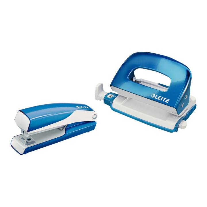 LEITZ Set punzonatrice e cucitrice da ufficio Mini Wow (Blu, 10 foglio)